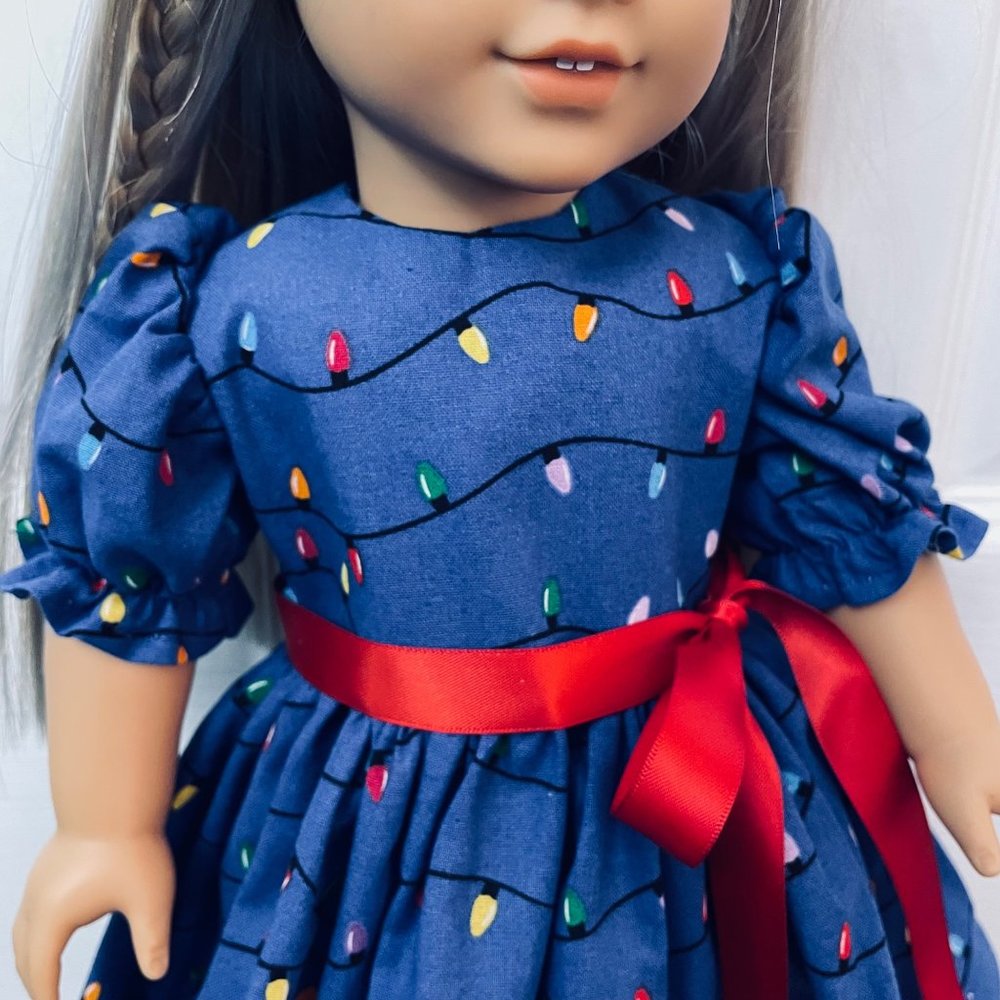 Doll Clothes Christmas Lights Dress fits American Girl and 18” Dolls - Picture 2 of 4
